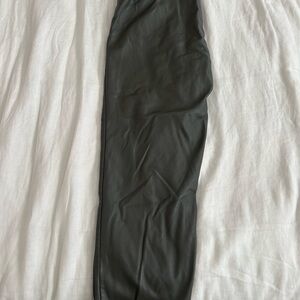 Army green leather pants